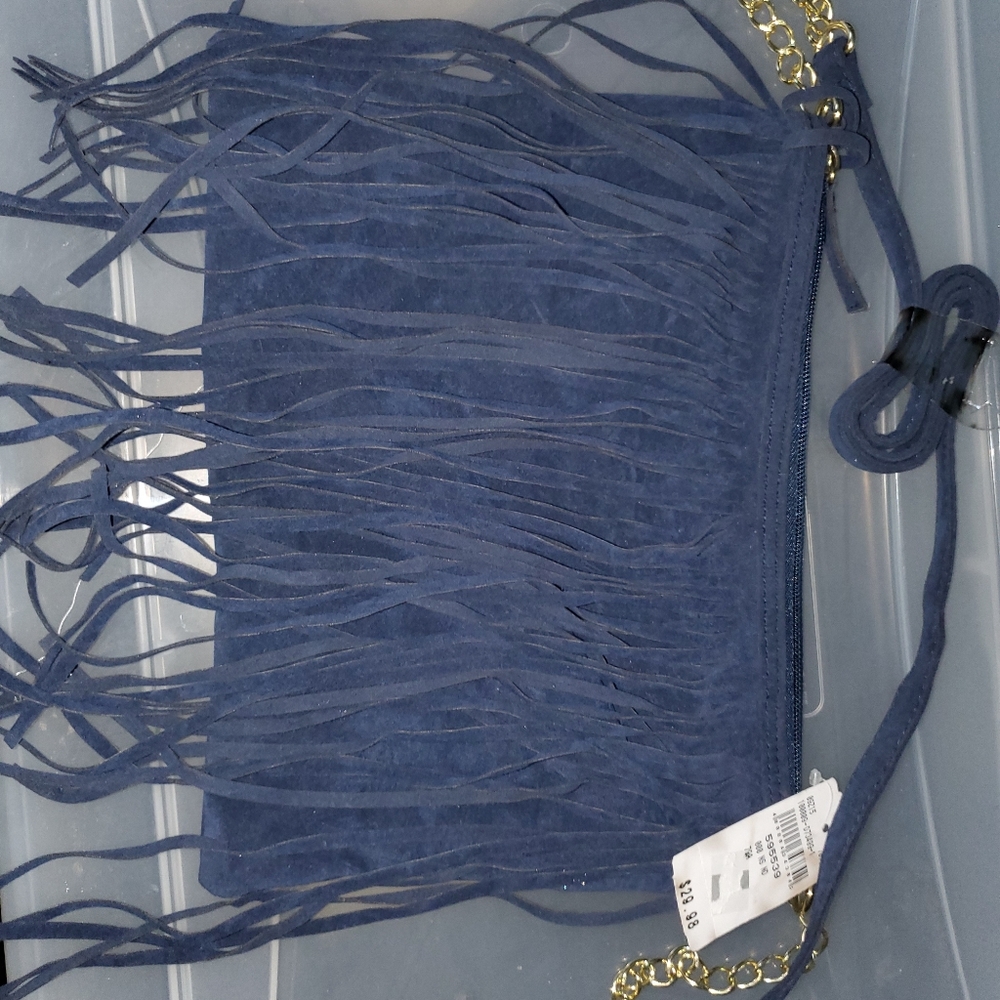 Blue Fringe Cross Body